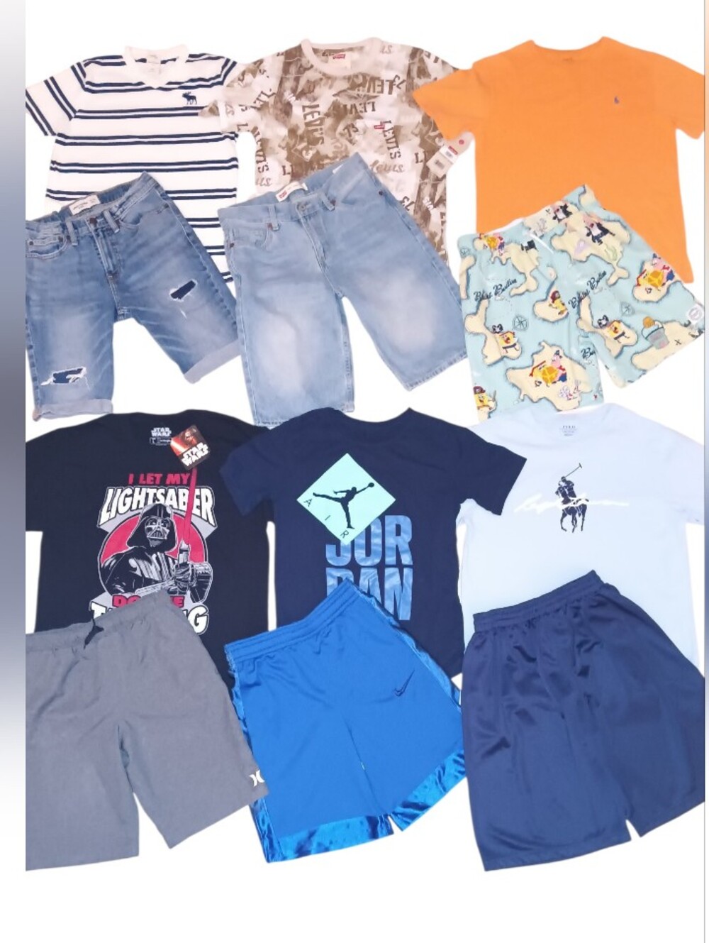 BOYS SIZE 14 NIKE, RALPH LAUREN & LEVIS TOPS & SHORTS CLOTHING BUNDLE NEW!